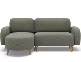 Bawal corner sofa with sleeping function and storage compartment, green bouclé, left-hand side, Modern, Green