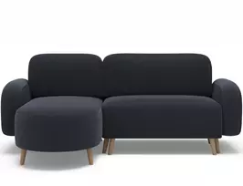 Bawal corner sofa with sleeping function and storage compartment, dark grey velvet, left-hand side, Modern, Dark Gray