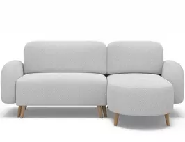 Bawal corner sofa with sleeping function and storage compartment, light grey bouclé, right-hand side, Modern, Light grey