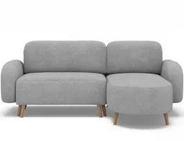 Bawal corner sofa with sleeping function and storage compartment, gray plush, right-hand side, Modern, Gray