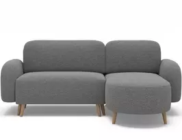 Bawal corner sofa with sleeping function and storage compartment, grey bouclé, right-hand side, Modern, Gray