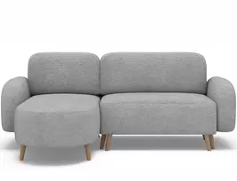 Bawal corner sofa with sleeping function and storage compartment, gray plush, left-hand side, Modern, Gray