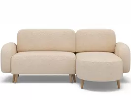 Bawal corner sofa with sleeping function and storage compartment, light beige plush, right-hand side, Modern, Beige
