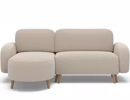 Bawal corner sofa with sleeping function and storage compartment, beige velvet, left-hand side, Modern, Beige