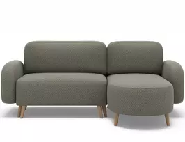 Bawal corner sofa with sleeping function and storage compartment, green bouclé, right-hand side, Modern, Green