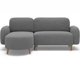Bawal corner sofa with sleeping function and storage compartment, grey bouclé, left-hand side, Modern, Gray