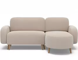 Bawal corner sofa with sleeping function and storage compartment, beige velvet, right-hand side, Modern, Beige