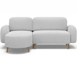 Bawal corner sofa with sleeping function and storage compartment, light grey bouclé, left-hand side, Modern, Light grey