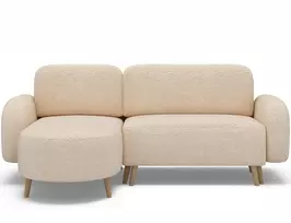 Bawal corner sofa with sleeping function and storage compartment, light beige plush, left-hand side, Modern, Beige
