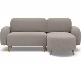 Bawal corner sofa with sleeping function and storage compartment, beige bouclé, right-hand side, Modern, Beige