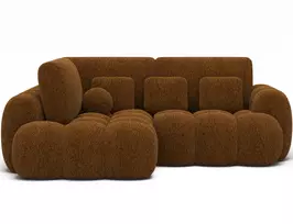 Cozion corner sofa with sleeping function and storage compartment, brown chenille, left-hand side, Modern, Brown