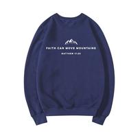 „Fith Can Move Mountains“ megztiniai Christian Crewneck megztiniai Biblijos eilėraščiai Hoodies Jesus Faith Hoodies Gatvės drabužiai Moteriški viršus L blue