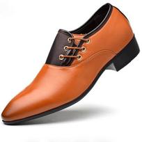 Men's Formal Lace-Up Oxford Leather Shoes: Casual Business Black Footwear for Weddings, Parties, and Office Work 48 geltona