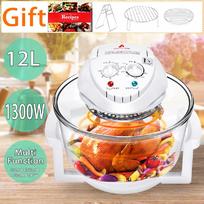 110V-240V Conventional Infrared Oven Roaster Air Fryer Turbo Electric Cooker Multifunction BBQ Bake Cook 12L 1300W UK beige