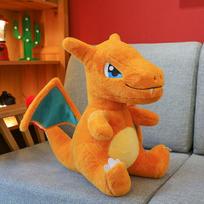Ugnimi kvėpuojantis drakonas pliušinis žaislas mažas ugnies drakonas lėlė Pokémono papildomas žaislas vaikiška dovana traukimo mašinos lėlė 35 cm 0.45kg orange