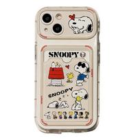 Snoopy telefono dėklas su riešo dirželiu, skirtas IPhone 16 15 14 13 12 11 Pro Max XS X XR 16 Plus 16 Kortelių dėklas Atsparus smūgiams silikoninis dangtelis 16 Pro