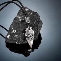 Norse Mythology Spear Gungnir Viking Shield Necklaces Men Stainless Steel Self-defense Amulet Rune Vegvisir Scandinavian Jewelry 60CM gray