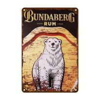 Vintažinis Bundaberg Rum 1888 Metalinis ženklas 787x1181 Rustiškas geležies sienos menas su poliariniu lokiu Nusidėvėjusi apdaila Vidaus/Lauko naudojimui 20x30cm（7.8x11.8inch） beige