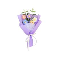 Hot Selling Gift Rose Bouquet Pink Tulip Simulated Flower Yarn Flower Handmade Knitted Flower violetinė