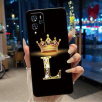 Crown Initial Letter Couple Phone Case For ZTE Blade V40 Pro/ZTE 9046 Soft Silicone Black Case Shockproof Shell ZTE 9046 Casing ZTE Blade V40 Pro brown