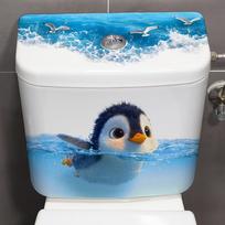 Creative Self-Adhesive Cute Penguin Toilet Stickers Waterproof Bathroom Decals Decoration 1pc white