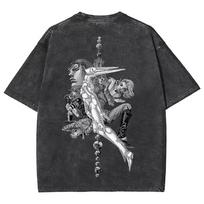 JOJO Bizarre Adventure Gyro Zeppeli T Shirt Men Vintage Washed Oversized Tees Anime Graphic Tshirts Streetwear Cotton Tops Men M gray