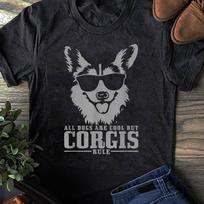Funny Corgi Rule T-Shirt: Dog Lovers Gift M gray