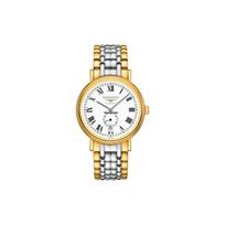 Longines Conquest Automatic Mechanical Movement Fashion Waterproof Watch 40mm White Dial Stainless Steel Case Stainless Steel Bracelet L4.905.2.11.7 Medium Gold Strap beige