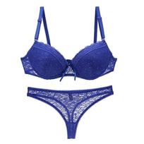 2024 Sexy Bra Sets Push Up Lace Lingerie 34/75 36/80 38/85 40/90 42/95 BCDE Cup White Pink Blue Khaki Green Violet Underwear 80E blue