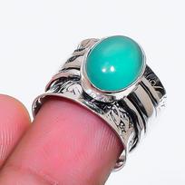 Natural Green Onyx Gemstone 925 Sterling Silver Jewelry Ring Size 5 AR-19027 blue