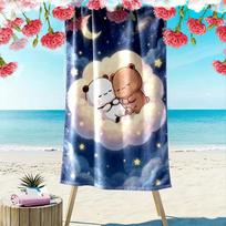 Bubu Dudu Cartoon Print Beach Towel, Large Soft Quick Dry Towel for Beach Camping Swimming 70cmx140cm(27x55inch)