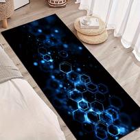 1Pcs Blue Glowing Hexagonal Non-Slip Washable Area Rug Runner for Entryway, Living Room, Bedroom & Patio 60X180cm white