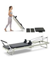 VEVOR Foldable Pilates Reformer, Pilates Workout Machine for Home Gym Studio Use, Pilates Bed with Dual Resistance- Spring & Cord 252 x 62 x 77 cm