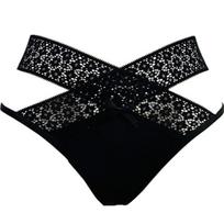 Women Elegant Briefs Fashion Sexy Ladies Thong Mid-waist Lace Panties Hollow Panties L juoda