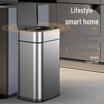 Automatic Smart Induction Trash Can with Lid for Home, Bathroom, Kitchen, Bedroom, Office 15L: Motion & Foot Sensor, Auto-Adsorption gray