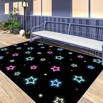 Neon Color Star Glow Area Rug Non Slip Floor Mat Glitter Rainbow Star Dot Print Soft Carpet Living Room Bedroom Modern Decor 50X80cm gray