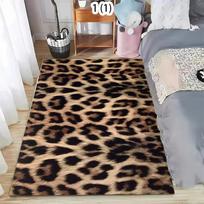 Leopard Print Area Rug Faux Fur Texture Non-Slip Durable Decorative Carpet for Living Room Bedroom Entryway Modern Home Decor 40X60cm