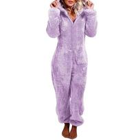 Unisex Onesies Moteriški vienetiniai kombinezonai su gobtuvu Šeimai tinkantys pižamos Žieminės flanelinės poros pižamos M violetinė