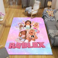 Roblox Pink Flannel Printed Carpet, Home Sofa Decoration for Living Room & Bedroom, Non‑Slip Play Flannel Floor Mat for Game Room 40x60cm( 15x23in )