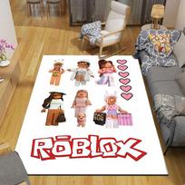 Roblox Pink Flannel Printed Carpet, Home Sofa Decoration for Living Room & Bedroom, Non‑Slip Play Flannel Floor Mat for Game Room 60x90cm( 23x35in )