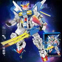 Mecha Warrior Building Blocks Set, Astronaut Action Figure Model, Collectible Toy for Kids Boys, Creative Assembly Bricks Gift blue