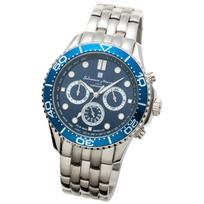 Salvatore Marra SSBL Men's Radio-Controlled Solar Chronograph Watch, Stainless Steel Case, 10 ATM Water Resistance, Date and Day Display