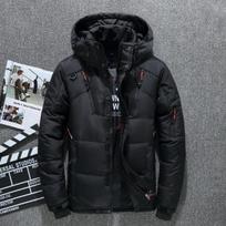 Kalėdų dovana Vyriška pūkinė striukė Snow Parkas Vyriški šiltai gobtuvai su vėjui atspariu žieminės pūkinės striukės viršutiniai drabužiai XXXL juoda