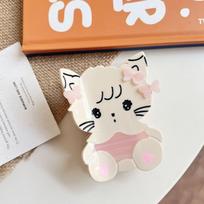 1pc Cute Cat Splicing Grab Clip Medium Hair Grab Shark Clip Personalized Fashion Sweet Hair Accessories brown
