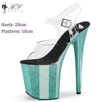 Madingos 20cm Aukštakulnės Seksualios Platformos Sandalai Striptizo Pole Dance Batai Moteriški Vestuviniai Spalvingi Didelio Dydžio Moteriški Sandalai Vasaros 41 žalia
