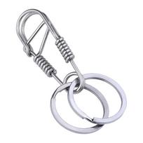 Handmade Stainless Steel Keychain Double Rings Designs Rustproof Key Holder for Everyday Use and Enthusiasts gray