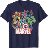 2026 Marvel Keršytojų komanda Retro komiksų Vintažinis grafinis marškinėlis Mažas Superherojų trumpomis rankovėmis Laisvalaikio marškinėlis Kvėpuojantis Unisex viršutinė dalis XL gray