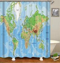 Map Funny Shower Curtains Waterproof Polyester Curtains For Bathrroom 3D Print Bath Screen High Quality W60H190(CM)-1 Pcs gray