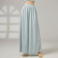 Classical Dance Pant Women Two Layers Side Slit Wide Leg Pants Loose Fit Flowing Trousers Stage Costumes Casual Lounge Yoga Wear XL white