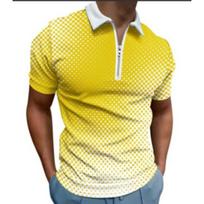 Vyriški 3D spausdinti vienspalviai dryžuoti polo marškinėliai, madingi verslo polo 5XL yellow